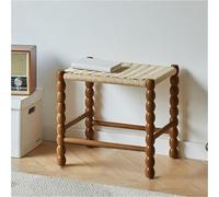 Tabouret de coiffeuse compact en rotin, tabouret de maquillage en corde de chanvre tissé à la main, tabouret moderne en bois massif pour coiffeuse, marchepied pour chambre à coucher, entrée