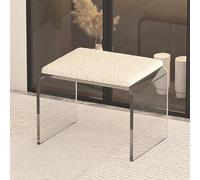 Tabouret de coiffeuse en acrylique avec coussin en peluche, ottomane multifonction moderne et table d'appoint, repose-pieds élégant pour salle de maquillage, salon, chambre à coucher