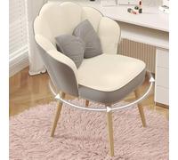 Tabouret de coiffeuse en forme de fleur, pivotant à 360 °, chaise moderne avec dossier haut pour salon/dressing, siège de maquillage blanc élégant