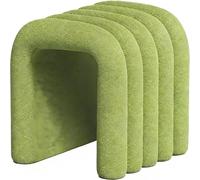 Tabouret de Coiffeuse en Forme de U avec Rembourrage Moelleux, Chaise de Maquillage Confortable pour la Chambre, Tabouret à Chaussures AntidéRapant pour L'EntréE et Le Salon(Green)