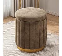 Tabouret de Coiffeuse en Velours avec Rangement, Pouf de Rangement Rond, Tabouret de canapé rembourré Confortable, Tabouret de Maquillage de Chambre à Coucher pour Cadeau de Dame de Chambre de Filles
