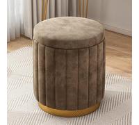 Tabouret de Coiffeuse en Velours avec Rangement, Pouf de Rangement Rond, Tabouret de canapé rembourré Confortable, Tabouret de Maquillage de Chambre à Coucher pour Cadeau de Dame de Chambre de Filles