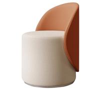 Tabouret de coiffeuse ergonomique rotatif à 360° en cuir résistant aux rayures pour chambre à coucher et coiffeuse (blanc et orange)