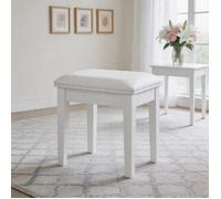 Tabouret de coiffeuse - Moderne carré - Rembourré mousse haute élasticité - Cuir PU blanc - Pieds bois massif 136 kg