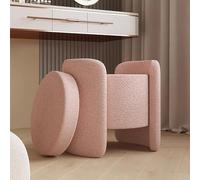 Tabouret de coiffeuse moderne en boucle avec rangement mignon pour maquillage et banc Sherpa pour chambre à coucher, pouf confortable sans accoudoirs, couleur rose (taille : 40 x 42 cm)