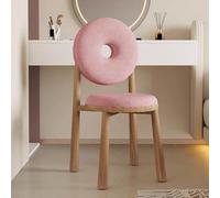 Tabouret de coiffeuse moderne en velours avec dossier et pieds en bois, chaise de maquillage du milieu du siècle pour salon, chambre à coucher, dressing, 43,2 x 45,7 x 88,9 cm, siège de beauté