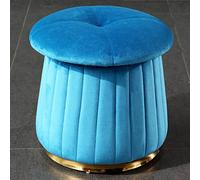 Tabouret de coiffeuse moderne en velours doux champignon rond repose-pieds avec base dorée Élégant siège de coiffeuse 43,2 x 43,2 x 43,2 cm Tabouret de canapé multifonction G 42 x 42 x 42 cm