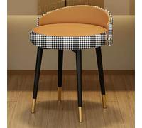 Tabouret de coiffeuse moderne orange à dossier bas avec pieds en métal - Design fixe élégant pour chambre à coucher et salon, meubles contemporains pour un style chic d'intérieur