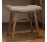 Tabouret de coiffeuse moderne rembourré avec pieds en bois, chaise de maquillage dos nu pour femme, siège de selle élégant, tissu marron, finition noyer, design multifonctionnel