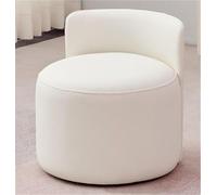 Tabouret de coiffeuse multifonction rond rembourré avec dossier, repose-pieds, table basse, tabouret de sol pour dortoirs d'étudiants, petites pièces, peu encombrant (blanc)