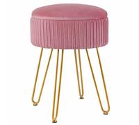 Tabouret de coiffeuse réglable avec pieds dorés | Repose-pieds rond pour chambre et salon | Table d'appoint et table basse polyvalentes | Tabouret bas chic pour dressing et cabinet de toilet