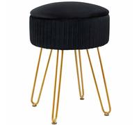 Tabouret de coiffeuse réglable avec pieds dorés | Repose-pieds rond pour chambre et salon | Table d'appoint et table basse polyvalentes | Tabouret bas chic pour dressing et cabinet de toilet