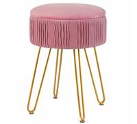 Tabouret de coiffeuse réglable avec pieds dorés | Repose-pieds rond pour chambre et salon | Table d'appoint et table basse polyvalentes | Tabouret bas chic pour dressing et cabinet de toilet
