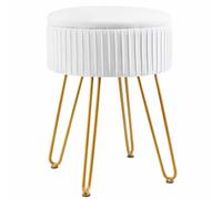 Tabouret de coiffeuse réglable avec pieds dorés | Repose-pieds rond pour chambre et salon | Table d'appoint et table basse polyvalentes | Tabouret bas chic pour dressing et cabinet de toilet