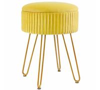 Tabouret de coiffeuse réglable avec pieds dorés | Repose-pieds rond pour chambre et salon | Table d'appoint et table basse polyvalentes | Tabouret bas chic pour dressing et cabinet de toilet