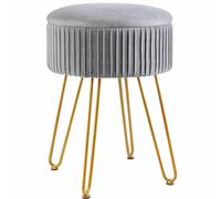 Tabouret de coiffeuse réglable avec pieds dorés | Repose-pieds rond pour chambre et salon | Table d'appoint et table basse polyvalentes | Tabouret bas chic pour dressing et cabinet de toilet