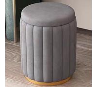 Tabouret de coiffeuse rond avec boîte de rangement, repose-pieds, couvercle amovible, idéal pour salle de maquillage, salon, chambre à coucher, élégant et fonctionnel.