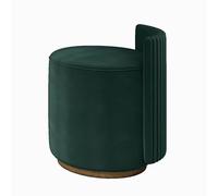 Tabouret de coiffeuse rond avec siège en PU/tissu technique/flanelle et pieds en bois massif pour salle de maquillage et chambre à coucher