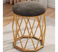 Tabouret de coiffeuse rond en velours léger avec pieds en métal et coussinet antidérapant, idéal pour chambre à coucher, salon, vestiaire et magasin de beauté - Marron