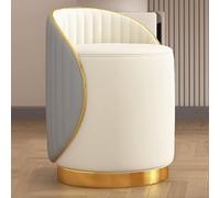 Tabouret de coiffeuse rond rotatif moderne avec base dorée et coussin en cuir, repose-pieds polyvalent pour chambre à coucher et coiffeuse, chaise de maquillage élégante