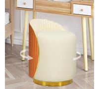 Tabouret de coiffeuse - Tabouret rond en velours - Pivotant à 360° - Pour chambre à coucher, cuisine, salle à manger - Moderne ou couloir - 45 x 45 x 43 cm - Charge maximale : 150 kg - Blanc et orange