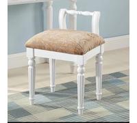 Tabouret de coiffeuse vintage en bois massif avec pieds sculptés, tabouret piano à dossier bas pour décoration de chambre à coucher et salon Blanc