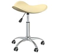 Tabouret de coiffure à roulettes Crème similicuir
