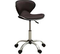 Tabouret de coiffure à roulettes Marron similicuir