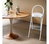 Tabouret De Comptoir Avec Dossier Tabouret Haut Pliant Moderne Tabouret De Bar Cuir PU Pliant Rembourré Chaise De Salle À Manger Hauteur Du Siège 65 70 75cm Tabouret De Cuisine Pour Bureau Salon(White