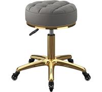 Tabouret de comptoir de maquillage rond pivotant avec roulettes Base en métal doré titane Siège gris foncé