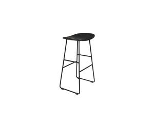 Tabouret de comptoir en teck recy t acier noir, assise incurvée, structure arrondie - White Label, Tangle - 30x40x65 cm