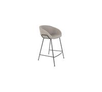 Tabouret de comptoir en tissu gris, assise baquet moelleuse, repose-pied, uni - Zuiver, Feston - 55x53x89 cm
