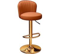 Tabouret de comptoir pivotant avec dossier en cuir et repose-pieds doré - Chaise élégante pour cuisine, salle à manger ou bar
