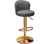 Tabouret de comptoir pivotant avec dossier en cuir et repose-pieds doré - Chaise élégante pour cuisine, salle à manger ou bar