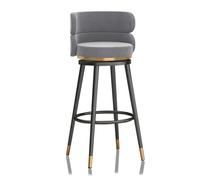 Tabouret de comptoir pivotant moderne - Tabouret de bar en velours pelucheux avec dossier et repose-pieds pour îlot de cuisine et restaurants - Design gris élégant - Hauteur du siège : 65 cm