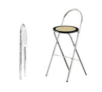 Tabouret de comptoir pliable avec coussin en rotin, portable et sans assemblage, forte capacité de charge pour salle à manger, appartement, terrasse