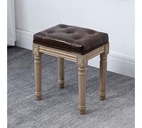 Tabouret de courtoisie en bois rustique capitonné français capitonné avec repose-pieds rembourré, ottomane pour chambre à coucher et salle à manger, gris élégant, marron, compact, 40,6 x 30,5 x 45,7