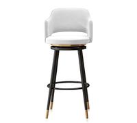 Tabouret de cuisine avec siège pivotant en velours, ensemble de 1/2/3/4, tabourets de bar hauts de cuisine, chaise avec repose-pieds rembourrée for pub, bistro, café, blanc(1 PCS Black Frame,65cm)