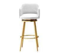 Tabouret de cuisine avec siège pivotant en velours, ensemble de 1/2/3/4, tabourets de bar hauts de cuisine, chaise avec repose-pieds rembourrée for pub, bistro, café, blanc(1 PCS Gold Frame,65cm)