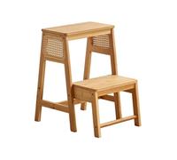 Tabouret de cuisine convertible en 2 marches en bambou pour lavabo, comptoir, chambre à coucher pouvant supporter jusqu'à 100 kg (couleur 1) - Design polyvalent, durable et peu encombrant