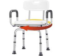 Tabouret De Douche Avec Siège Pivotant, Sièges De Bain En Aluminium Pour Adultes, 4 Plages Réglables En Hauteur 40-48 Cm, Conception Rotative À 360 Degrés, Charge Maximale 150 Kg, Main Courante Et Dos