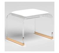 Tabouret de douche en acrylique transparent avec siège rembourré, tabouret de coiffeuse polyvalent pour salle de maquillage, pas de montage nécessaire, taille compacte 32 x 23 x 25 cm, design blanc
