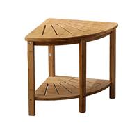 Tabouret de douche en bambou imperméable à 2 niveaux avec étagère de rangement, siège d'angle en bois durable pour salle de bain