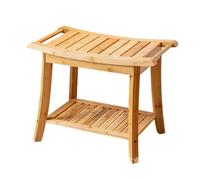 Tabouret de douche en teck avec étagère - Design étanche pour améliorer l'espace de la salle de bain et une utilisation pratique