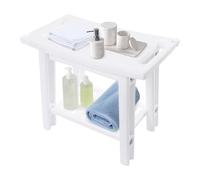 Tabouret de douche, tabouret de salle de bain à 2 niveaux, avec support pour pommeau de douche, en polyéthylène haute densité, design moderne et ergonomique, blanc
