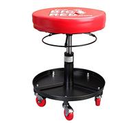 Tabouret de garage mobile pneumatique sur roulettes avec étagère d'équipement et 5 roues, hauteur réglable de 54 cm à 42 cm Siège à roulettes pour mécanicien