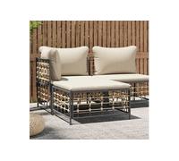 vidaXL Tabouret de jardin avec coussin beige résine tressée 364132