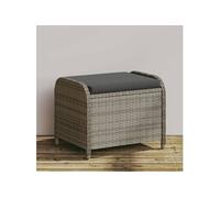 vidaXL Tabouret de Jardin avec Coussin, Chaise de Patio, Siège de Terrasse, Meuble de Balcon Arrière-Cour Extérieur, Gris Résine Tressée