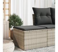 Tabouret de jardin avec coussin gris clair 55 x 55 x 37 cm en rotin synthétique rembourré résistant aux intempéries avec espace de rangement et sac imperméable pour balcon, terrasse, salon d'extérieur