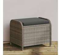 vidaXL Tabouret de Jardin avec Coussin, Chaise de Patio, Siège de Terrasse, Meuble de Balcon Arrière-Cour Extérieur, Gris Résine Tressée